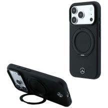 Etui Mercedes Leather with Ring Stand MagSafe do iPhone 18 Pro / 17 Pro - czarne