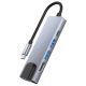 4. HUB Tech-Protect V3 5w1 USB-C - USB-A 3.0 / USB-A 2.0 / USB-C / HDMI / RJ45 - szary