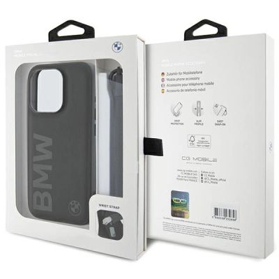 7. Etui BMW Signature Leather Wordmark Cord na iPhone 15 Pro Max - czarne