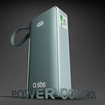 5. Powerbank SBS 10000 mAh 20W z wbudowanym kablem USB-C i wyświetlaczem cyfrowym - szary