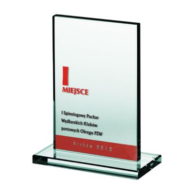 2. Trofeum szklane grawerowane + wypełnienie farbą