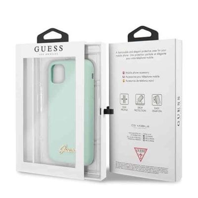 7. Guess GUHCN58LSLMGG iPhone 11 Pro zielony/green hard case Silicone Vintage Gold Logo