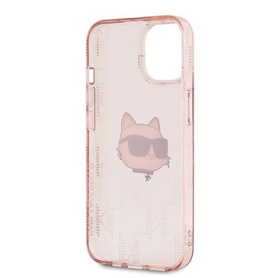 7. Etui Karl Lagerfeld IML Choupette Head & Monogram na iPhone 14 / 15 / 13 - różowe
