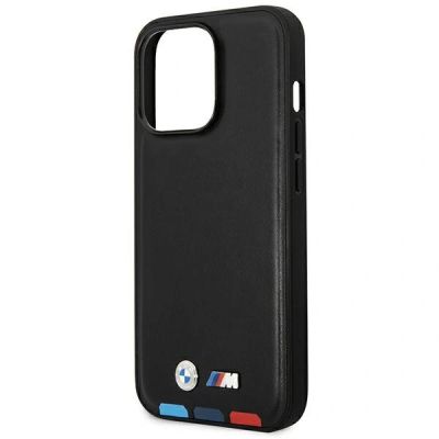 6. Etui BMW Leather Stamp Tricolor na iPhone 14 Pro - czarne