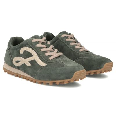 4. Skórzane półbuty damskie sneakersy zamszowe zielone Filippo  DP7961