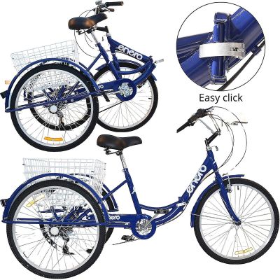 3. ROWER 3-KOŁOWY SKŁADANY 24 GRANATOWY SHIMANO 7-BIEGOWY