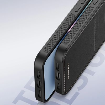12. Etui portfel Dux Ducis Rafi Mag z podstawką 3w1 do iPhone 15 Plus z MagSafe i blokadą RFID - czarne