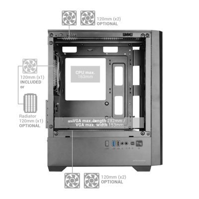 8. TACENS MARS MC-VECTOR 4xARGB USB-C mATX- obudowa/cases