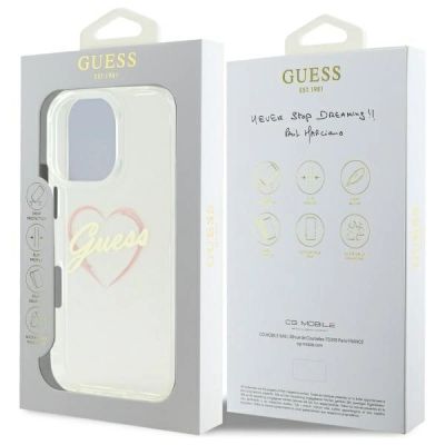 8. Etui Guess IML Heart na iPhone 16 Pro - przezroczyste