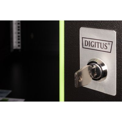 20. Digitus Szafa sieciowa wisząca Unique 19" 9U rack 600x600, drzwi szyba, czarny, niedzielona, złożona, 100kg