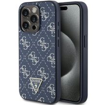 Etui Guess 4G Triangle Metal Logo na iPhone 15 Pro - niebieskie