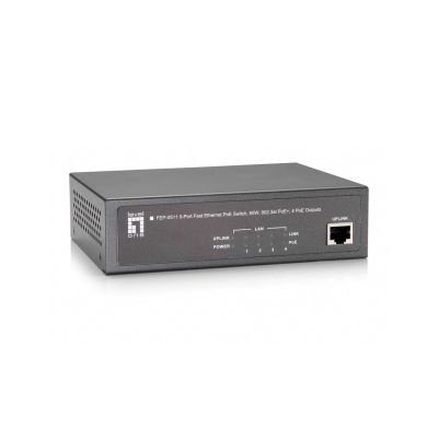 2. Switch 5-portowy Fast Ethernet PoE+, 4x FE PoE+ (65W) Producent: LEVELONE (FEP-0511)
