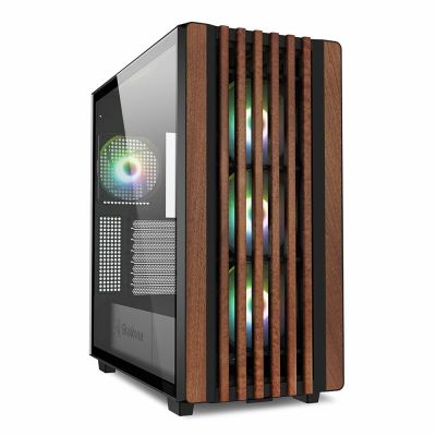 6. Sharkoon REBEL C70G RGB Full Tower Czarny, Drewno