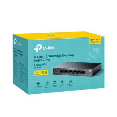 4. TP-Link LiteWave LS106LP łącza sieciowe Nie zarządzany Fast Ethernet (10/100) Obsługa PoE Czarny