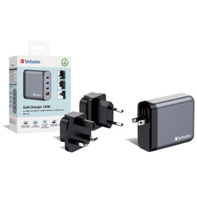 4. Verbatim GaN charger 140W, 1x USB-A, 3x USB-C