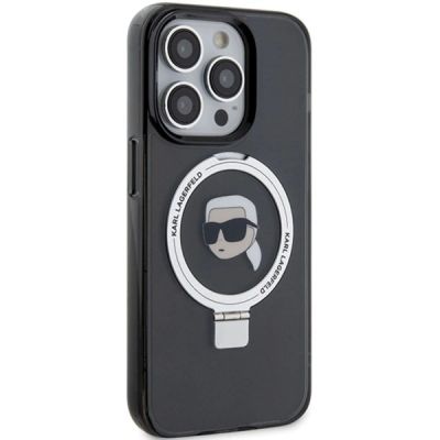 4. Etui Karl Lagerfeld Ring Stand Karl Head MagSafe do iPhone 15 Pro - czarne