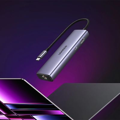 5. HUB Ugreen CM512 15598 6w1 USB-C - 3x USB-A 3.0 / HDMI / RJ45 / USB-C PD - szary