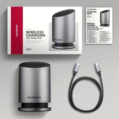 10. Axagon HMC-WL9 stacja dokująca Przewodowa USB 3.2 Gen 2 (3.1 Gen 2) Type-C Szary