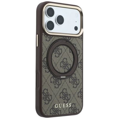 4. Etui Guess Ring Stand 360 4G Classic Logo MagSafe na iPhone 18 Pro Max / 17 Pro Max - brązowe