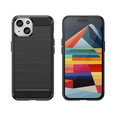 5. Elastyczne etui Carbon Case z wzorem karbon do iPhone 15 - niebieskie