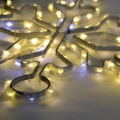 6. PŁATEK ŚNIEGU DEKORACYJNY WISZĄCY 32,5 CM 100LED TRIMER CIEPŁY BIAŁY