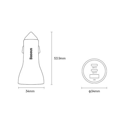 17. Baseus Golden Contactor Pro ładowarka samochodowa USB-A + 2x USB-C 65W ciemnoszary (CGJP010013)