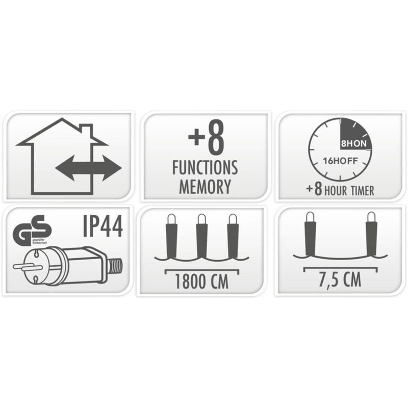 9. LAMPKI CHOINKOWE ŁAŃCUCH ŚWIETLNY 240 LED TIMER ZIMNY BIAŁY