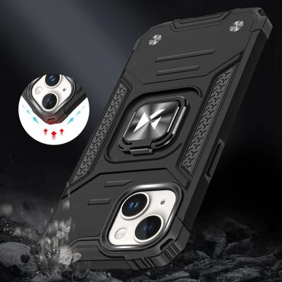 7. Pancerne etui z uchwytem na palec do iPhone 15 Plus Wozinsky Ring Armor - różowe złoto