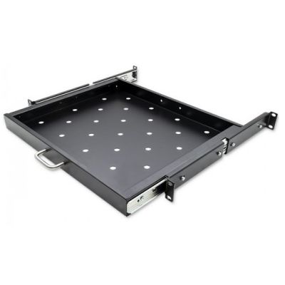 2. QOLTEC PÓŁKA Z UCHWYTEM DO SZAFY RACK | 600*600 | WYSUWANA | CZARNA
