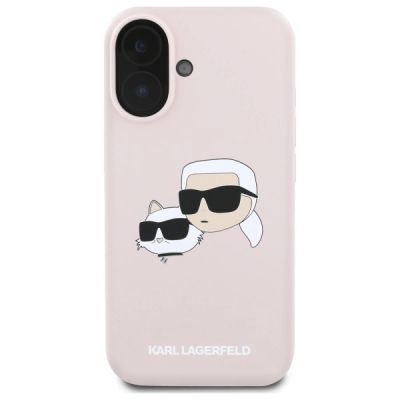 3. Etui Karl Lagerfeld Silicone nauble Heads Print MagSafe na iPhone 16 - różowe