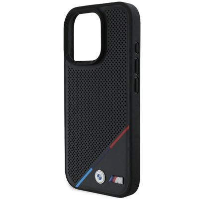 6. Etui BMW M Perforated Tricolor Line MagSafe na iPhone 16 Pro - czarne