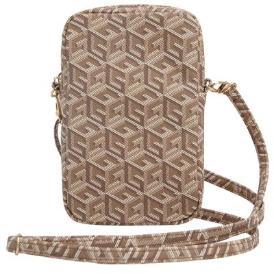 4. Torebka Guess Zip GCube Bottom Stripe na telefon - brązowa