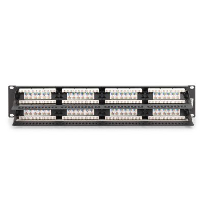 3. Digitus Panel krosowy (patch panel) 19'' 48x RJ45, LSA pion, kat.6, nieekranowany, 2U, czarny, prowadnica kabli, pola opisowe