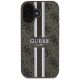 11. Etui Guess 4G Printed Stripes MagSafe na iPhone 16 - brązowe