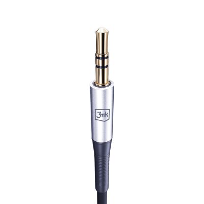 12. Kabel 3mk AUX minijack 3.5 mm / USB-C - srebrny