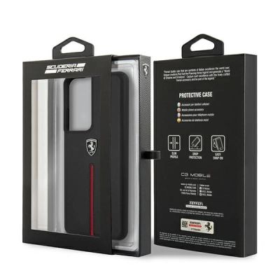 8. Etui Ferrari Off Track Leather Nylon Stripe na Samsung Galaxy S21 Ultra - czarne