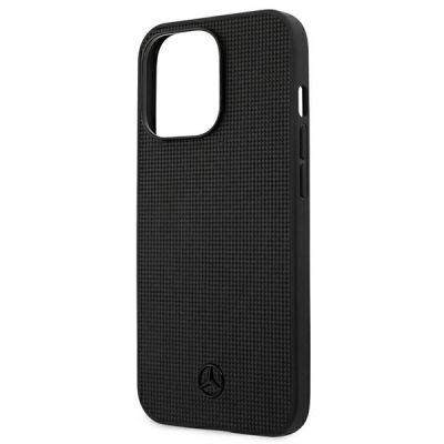 6. Etui Mercedes Leather Meshed Metal Logo na iPhone 13 Pro / iPhone 13 - czarne