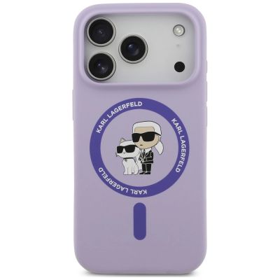 3. Etui Karl Lagerfeld Silicone Karl&Choupette Ring MagSafe na iPhone 18 Pro / 17 Pro - fioletowe