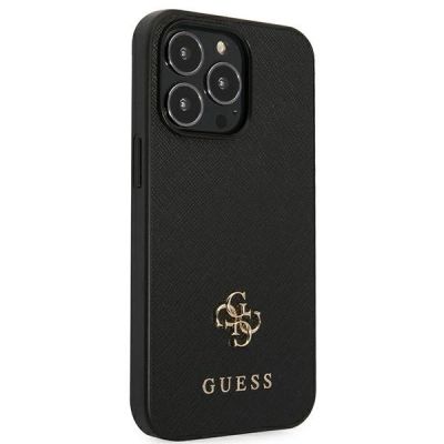 4. Etui Guess Saffiano 4G Small Metal Logo na iPhone 13 Pro / 13  6,1" - czarne