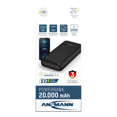 8. Ansmann PB320PD Litowo-polimerowy (LiPo) 20000 mAh Czarny