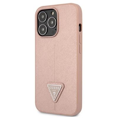 2. Etui Guess Saffiano Triangle Logo na iPhone 13 Pro / iPhone 13 - różowe