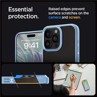 7. Etui Spigen Crystal Hybrid na iPhone 15 Pro Max - przezroczysto-niebieskie