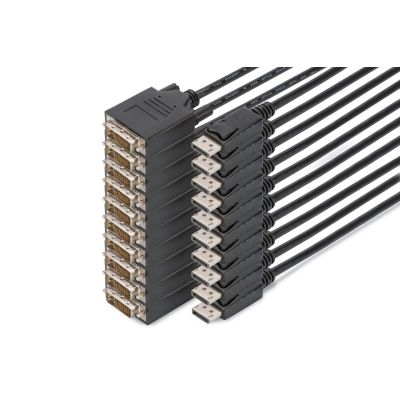 3. Kabel adapter DisplayPort, DP - DVI (24+1)M/M, 2.0m, 10er Set, Full HD, CE, bl