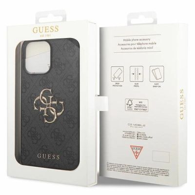 8. Etui Guess 4G Big Metal Logo na iPhone 15 Pro - szare