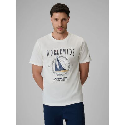 T-shirt regular z nadrukiem męski 4F 4FRSS26TTSHM3993-11S