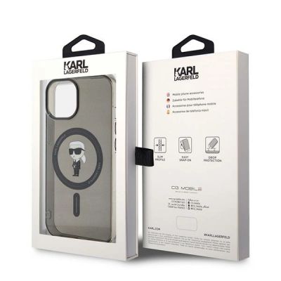 8. Etui Karl Lagerfeld IML Ikonik MagSafe do iPhone 15 - czarne