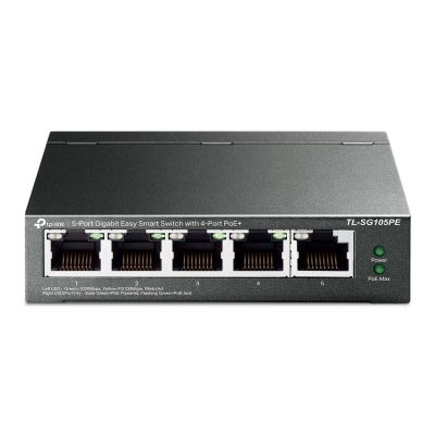 4. Switch TP-Link TL-SG105PE Zarządzany L2 Gigabit Ethernet (10/100/1000) Obsługa PoE Czarny