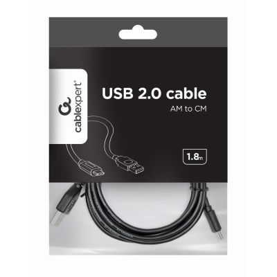 3. Kabel GEMBIRD CCP-USB2-AMCM-6 (USB 2.0 M - USB typu C M; 1,8m; kolor czarny)