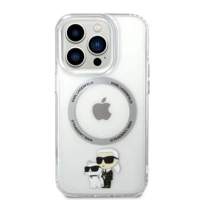 3. Etui Karl Lagerfeld Iconic Karl&Choupette MagSafe na iPhone 14 Pro - przezroczyste