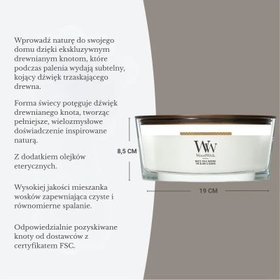 2. Świeca elipsa WHITE TEAK WOODWICK